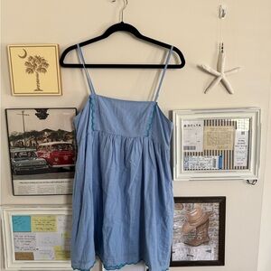 Urban Outfitters Mini Babydoll blue scallop dress size medium
